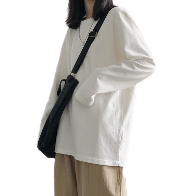 Primavera y otoño camiseta de manga larga de mujer nueva camiseta blanca suelta con ropa de base coreana fabricantes de ropa de mujer fuente