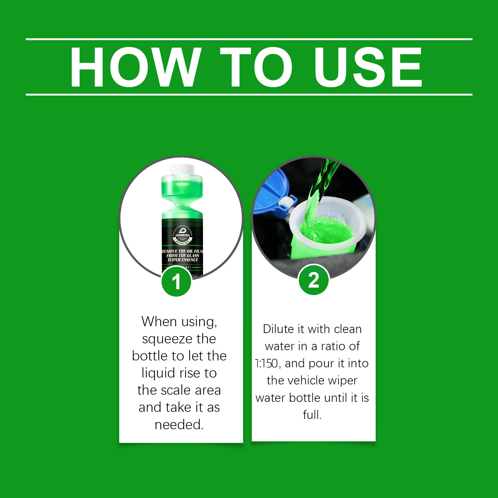 Debedi Ultra-Concentrated Wiper Fluid for Car Glass, Suitable for All Seasons, Powerful Cleaning for Oil Film and Bird Droppings, Cross-Border