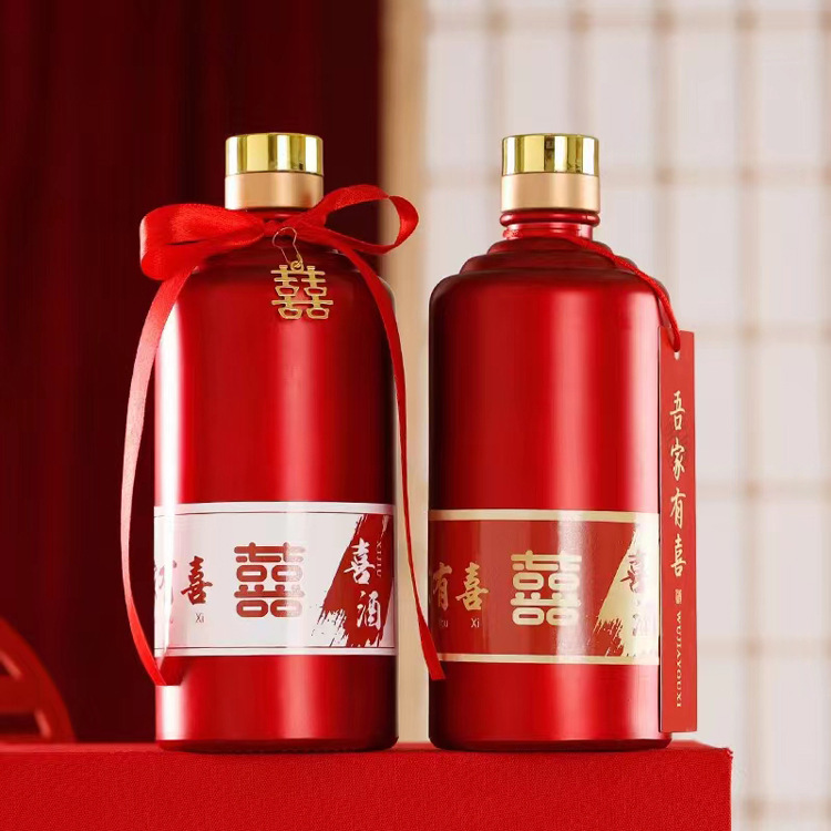 热销500ml白酒瓶玻璃瓶空酒瓶套装婚庆喜宴酒瓶批发