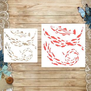 Cross-Border Dropshipping Masking Board Whale Wave Pattern Hollow Plastic Hand-Painted Graffiti Spray Hand Account Decoration Template