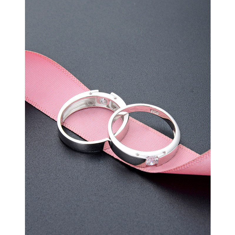 Anillo de pareja de plata de ley 925 para hombres y mujeres