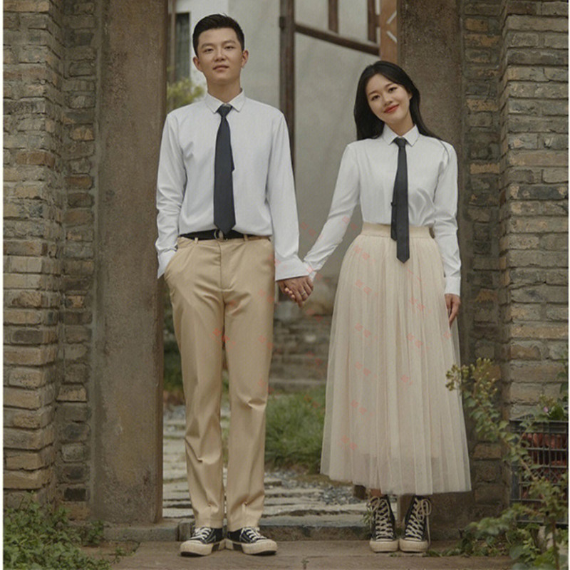 (2개) 새로운 스튜디오 커플 사진 테마 의류 대학 문학 스타일 외부 거리 사진 작은 신선한 사진 졸업 의류