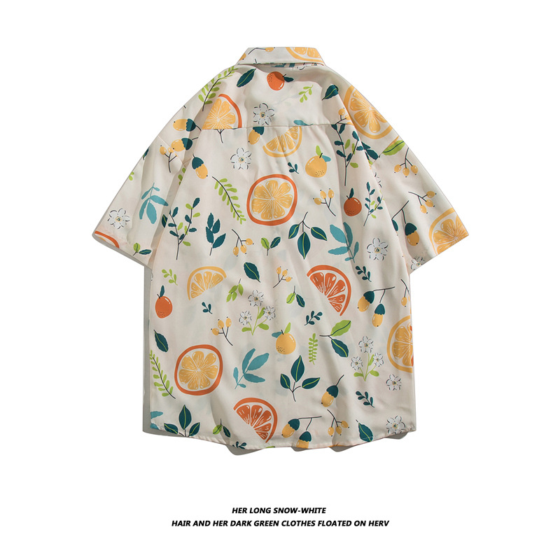 Sommerliches Retro-Hawaii-Shirt im Hongkong-Stil mit durchgehendem Print, Kurzarm, trendig, locker, lässig, für Paare, mit Blumenmuster_voghion.com