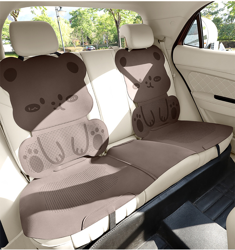 Suitable for Lexus cars, the suede seat covers feature a three-dimensional cartoon bear design, cute, comfortable, and breathable