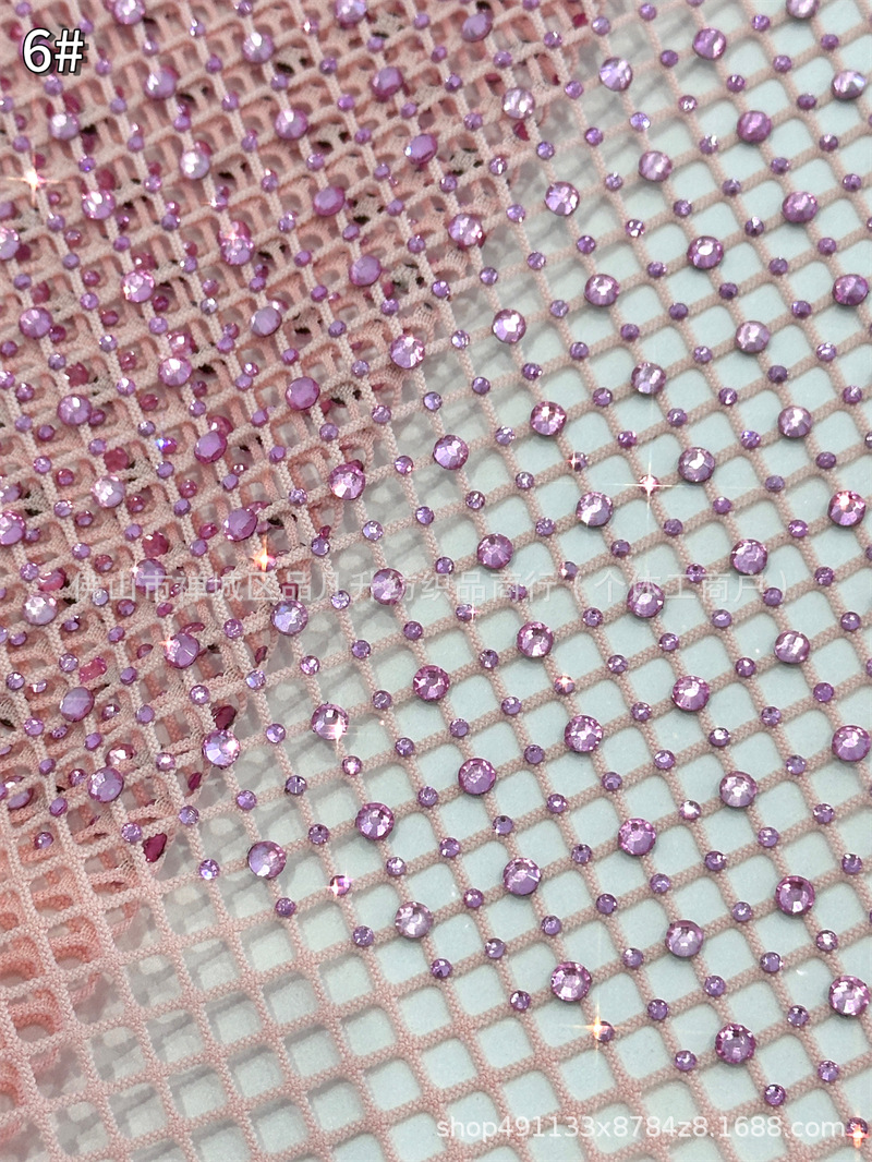 Fabricantes al por mayor tamaño de malla elástica imitación de malla de diamante australiano tela de perforación caliente vestido accesorios de prendas de vestir piezas de corte image 12