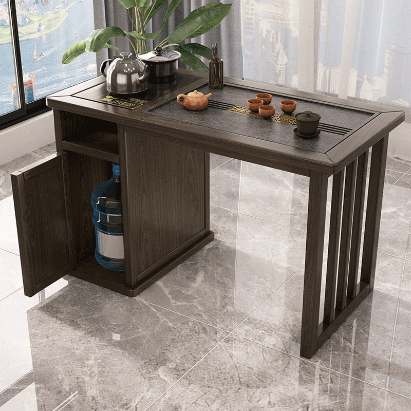 Mesa de té de madera sólida pequeña tetera rectangular de alta calidad mesa de té combinación de madera de goma nueva sala de estar china integrada