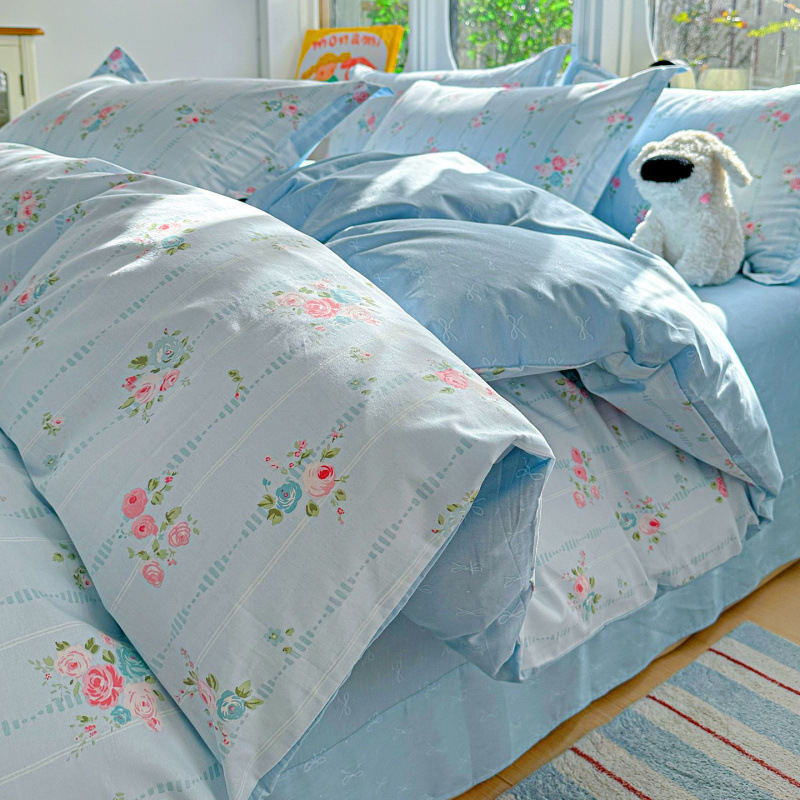 ins caricatura para niños algodón cama de cuatro piezas set 100 sábanas de flor de algodón sábanas
