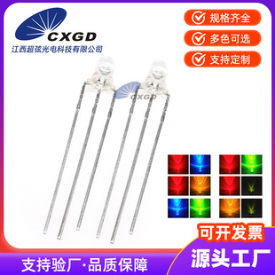 F3/3mm round head transparent double color red green double color red blue double color co-yin and co-yang lamp bead LED