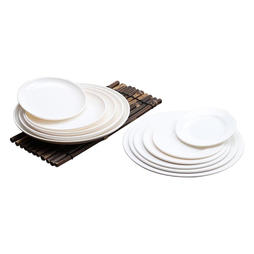 A5 vajilla de melamina redonda plato de hueso Placa de porcelana de imitación plato blanco disco de plástico placa plana plato de comida rápida plato de buffet