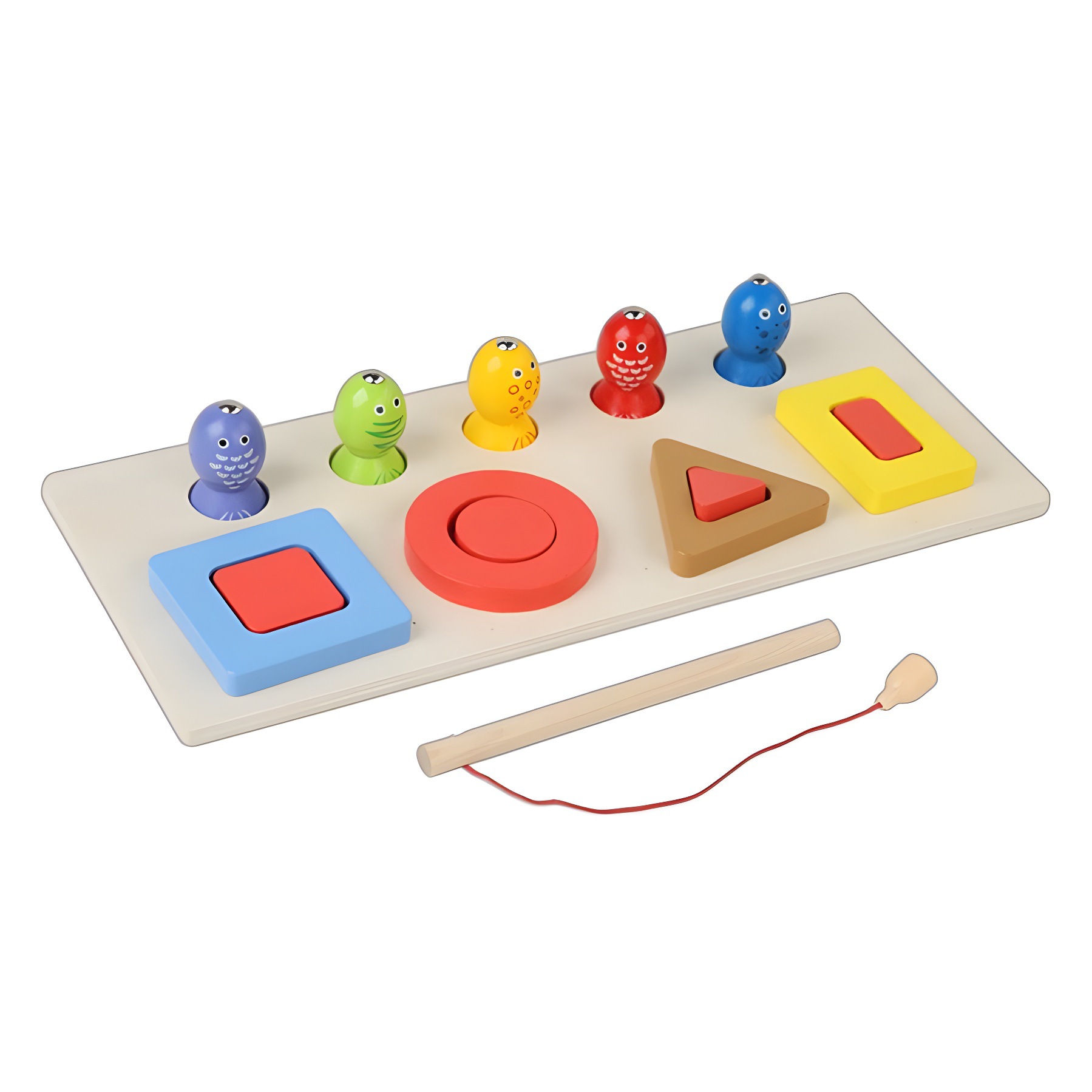 Multifuncional forma de pesca magnética columna de manga superpuesta emparejada placa cognitiva juguete geometría diferente gráfico juego de orden