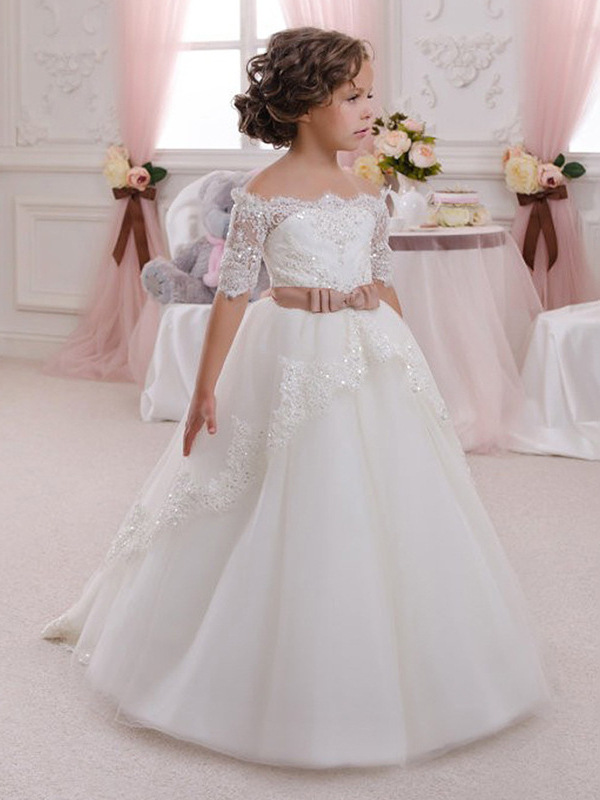 Amazon AliExpress ropa de los niños europeos y americanos Comercio exterior arco diamante bola niña vestido boda niña princesa