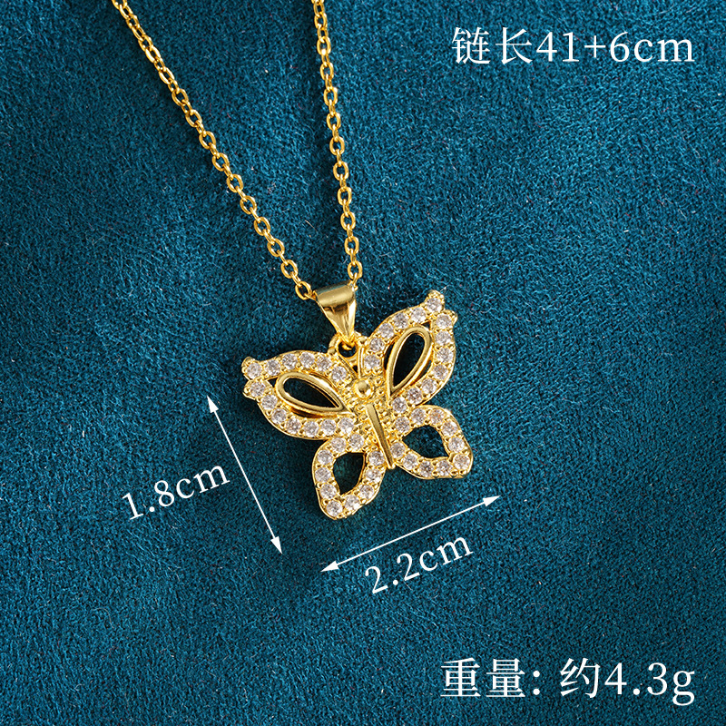 Vietnam Shajin Estilo europeo y americano Estilo explosivo Collar de mariposa Diamante de mujer Destello exquisito Lujo ligero Pendientes de alta gama al por mayor