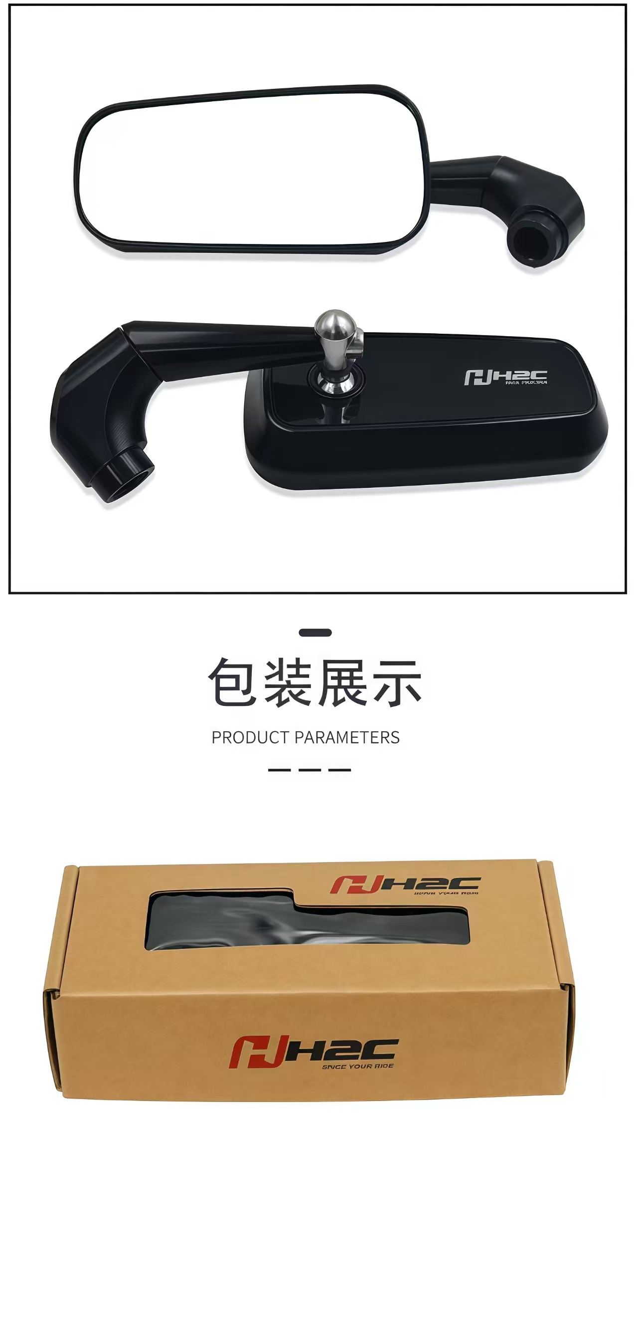 Motorcycle Modified Universal Semi-Cnc Aluminum Alloy H2C Rearview Mirror Blue/Chrome Mirror Anti-Glare Reflector