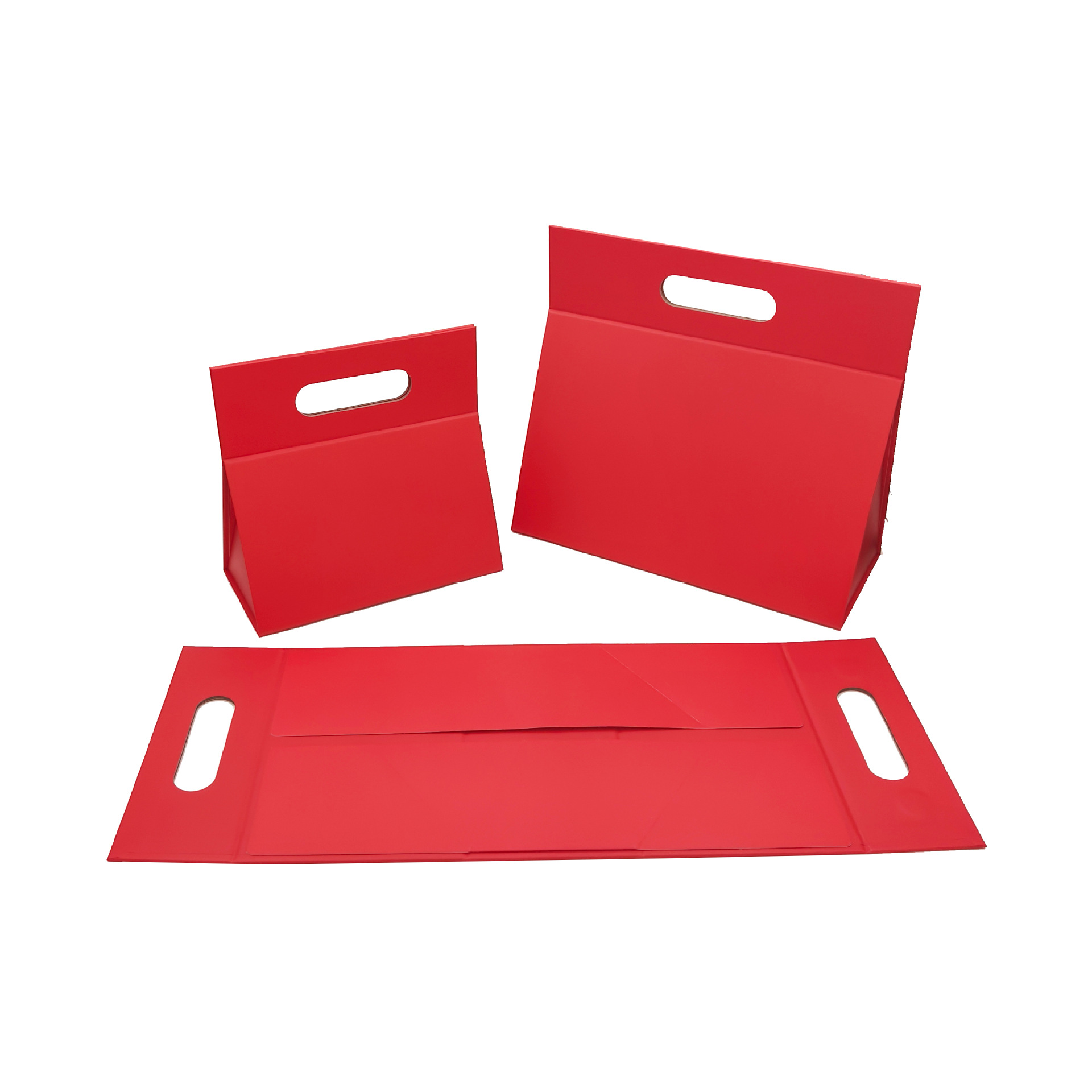 Caja plegable triangular - rojo; tamaño pequeño 20x10x20cm
