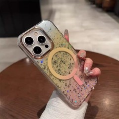 璀璨閃粉蘋果15proMax手機殼磁吸適用iPhone14防摔亞克力13保護套