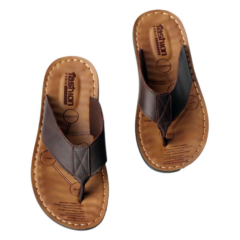 Summer new Cowhide sandals casual feet men's beach shoes men's flip-flops sandals manufacturers a generation of hair