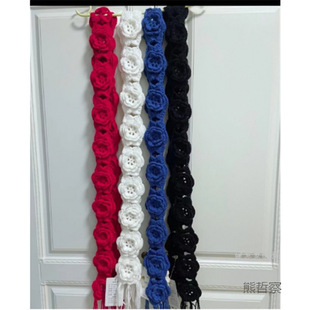 Scarf Wool Stereo Flower Scarf Crochet Scarf Scarf Hand-knitted Tassel Scarf