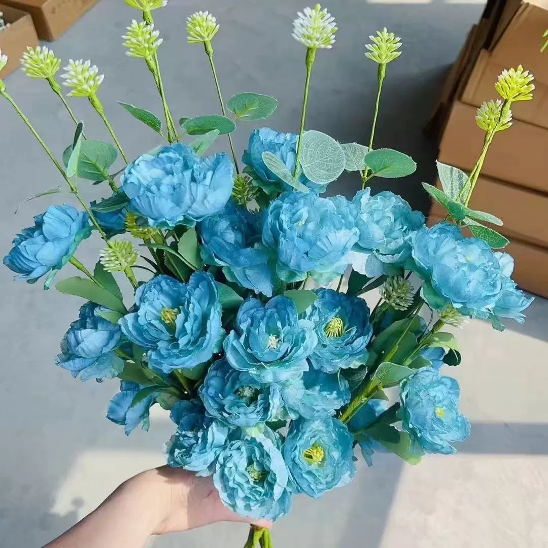 F0222   尤加利葱球牡丹  PE泡沫花假花绢花塑料花 工厂批发