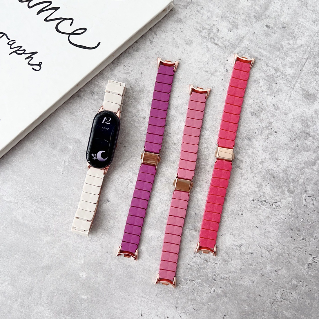 适用苹果678910多巴胺表带小米华为8910三星纯色亚克力腕带小蛮腰