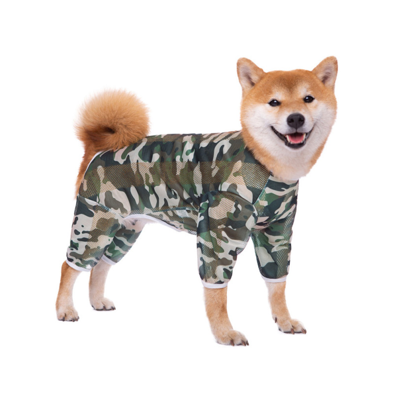 春秋夏メッシュプリントラブラドール柴犬金毛中大型犬四脚クロスボーダーペット犬犬服|undefined