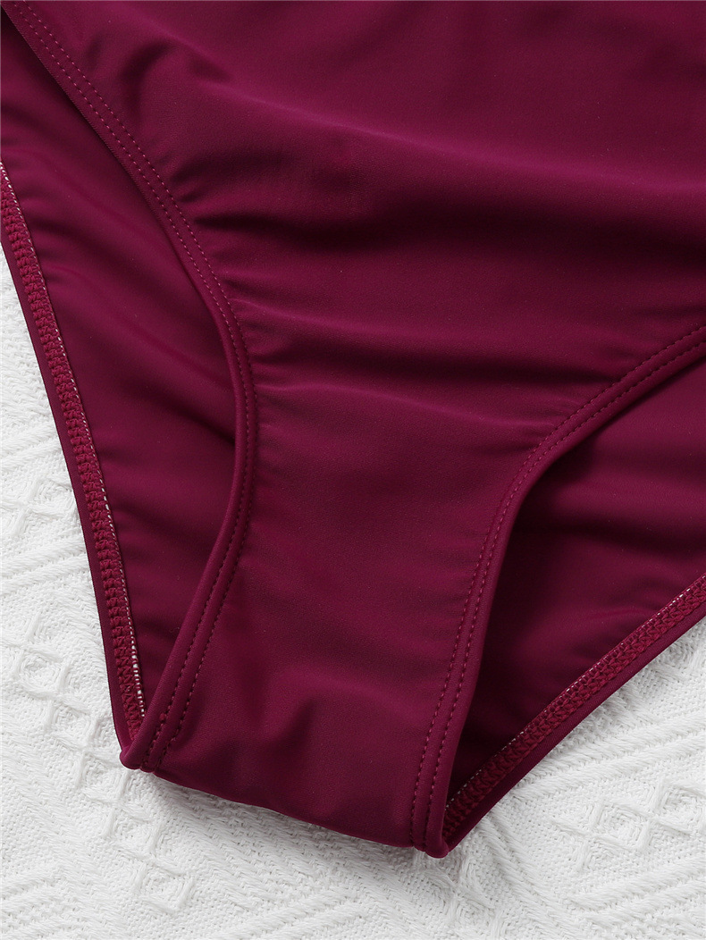 Sexy and minimalist bikini for women's summer 2024 new solid color strapless tight fitting quick drying split swimsuit_voghion.com