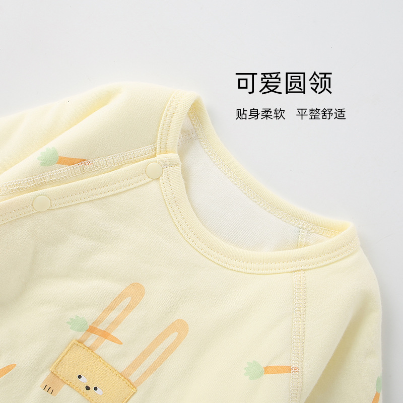 Baby Half Back Shirt for Autumn/Winter with Fleece, Newborn Baby Clothes, Triple-Layer Fleece, Newborn Warm T-shirt