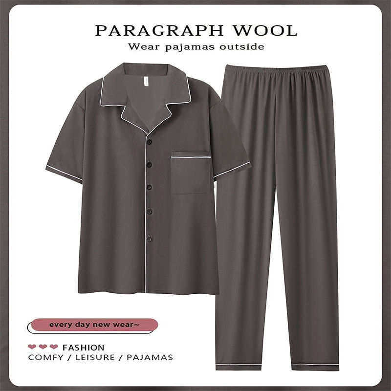 100% algodón pijamas de los hombres de verano Pantalones de manga corta de algodón de verano delgada ropa de abrigo suelta homewear traje