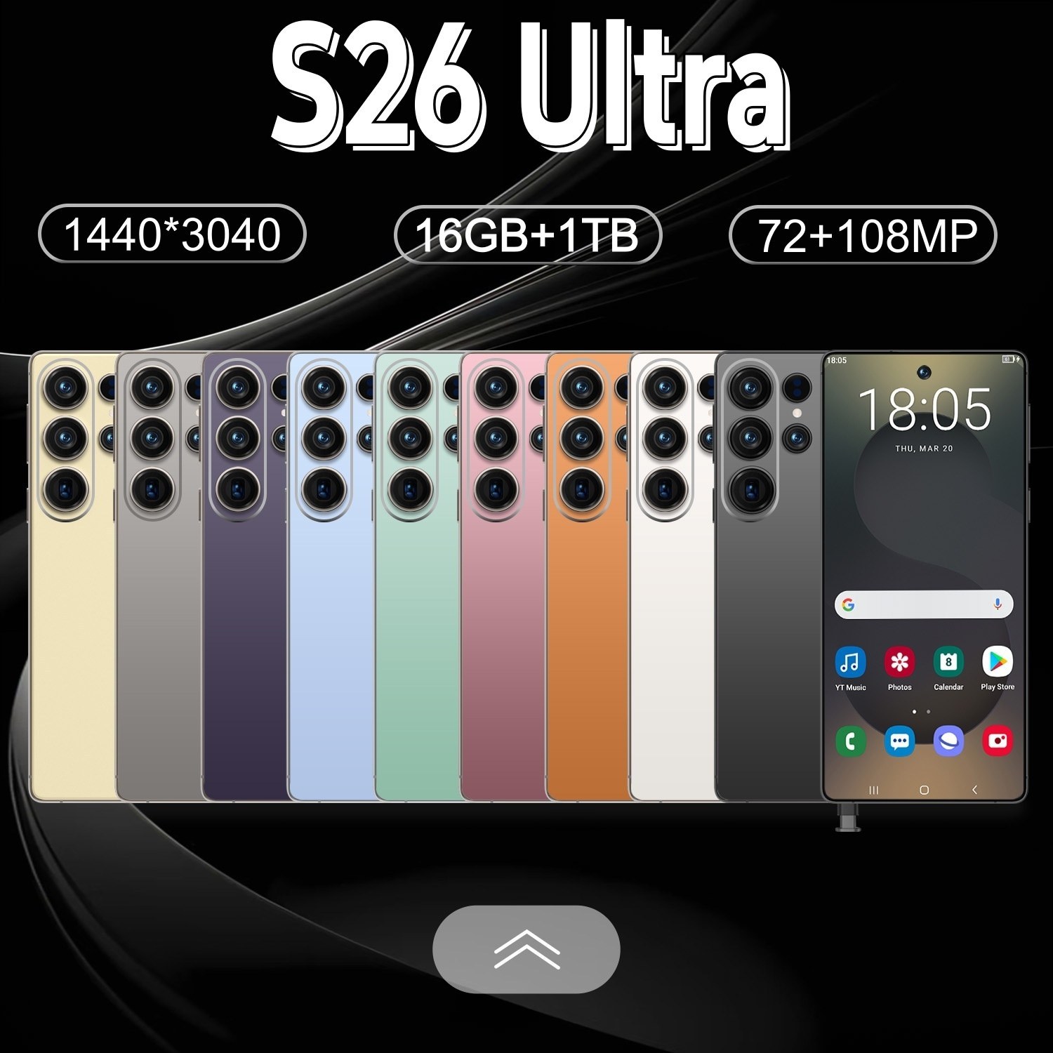 S26Ultra Cross Android Smartphone 6+64g Hd 7.3inch Real 4g Global Communication Export Tk Dropshipping