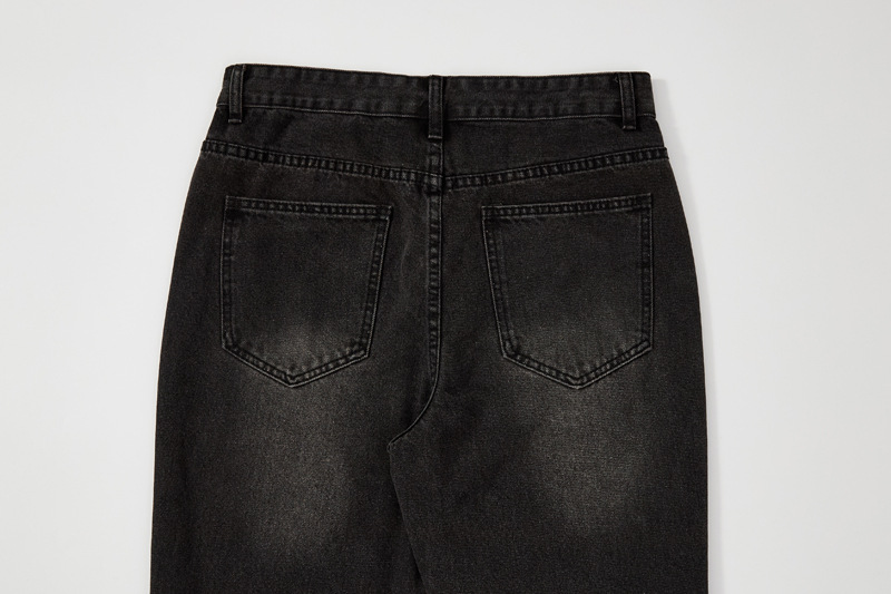Men's Clothing Black Flared Jeans High Street Y2K Distressed Vintage Washed Clean Fit American Menswear_mkmklike.com