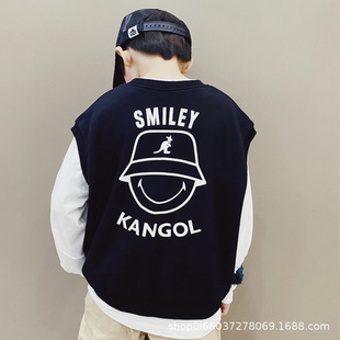 Autumn New Japanese Fashion Brand Children's Wear Baby Boy's and Girl's Trap Vest All-match Sleeveless Pullover Vest for Middle and Big Children