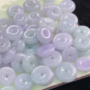 Myanmar Natural Jadeite Spring Color Small Peace Buckle Jade Pendant Jewelry Wholesale