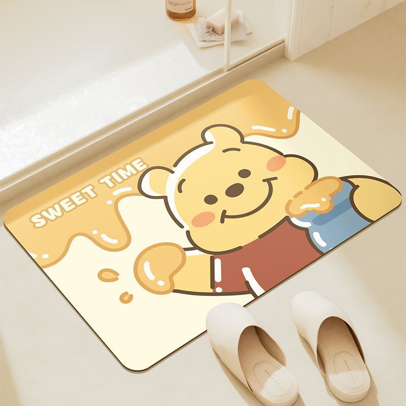 Baño doméstico absorción de agua almohadilla de pies de dibujos animados de forma especial almohadilla de suelo de barro de diatomeas secado rápido se puede cortar almohadilla de pies de puerta de baño