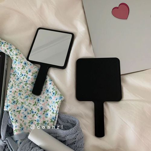 Korean ins style simple handle mirror high-end convenient makeup mirror girly heart small mirror handheld makeup mirror
