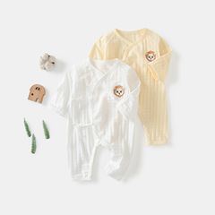 Baby Summer Onesie, Newborn Navel Protection, Sloping Collar, Belted, Baby Summer Thin Air Conditioning Clothes, Butterfly Dress