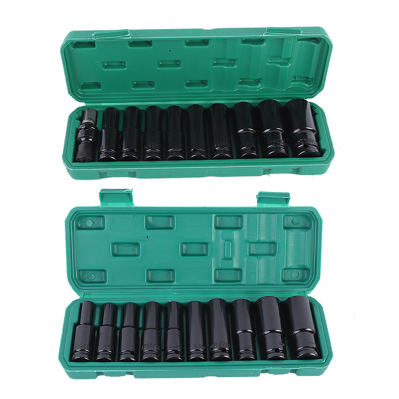 공압 슬리브 연장 공기총 10 피스 조합 PC 황록색 블로우 몰딩 박스 핫 크롬 바나듐 스틸 런닝 수량 할인