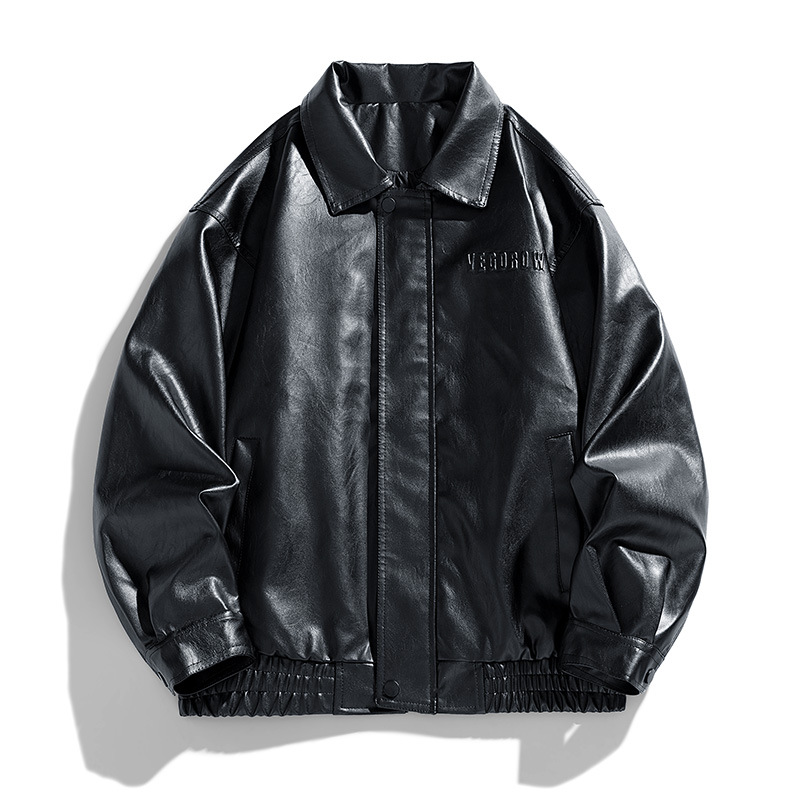 Chaqueta de cuero PU de estilo americano de hombre chaqueta de hombre primavera y otoño nuevo cuello vertical trajes de motocicleta tendencia universal chaqueta delgada de moda