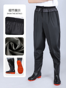 Ultra-light Thickened Waist Water Pants Reservoir Leather Fork Waterproof Clothes Rain Trousers with Rain Shoes Water Shoes Hanging to Catch Fish