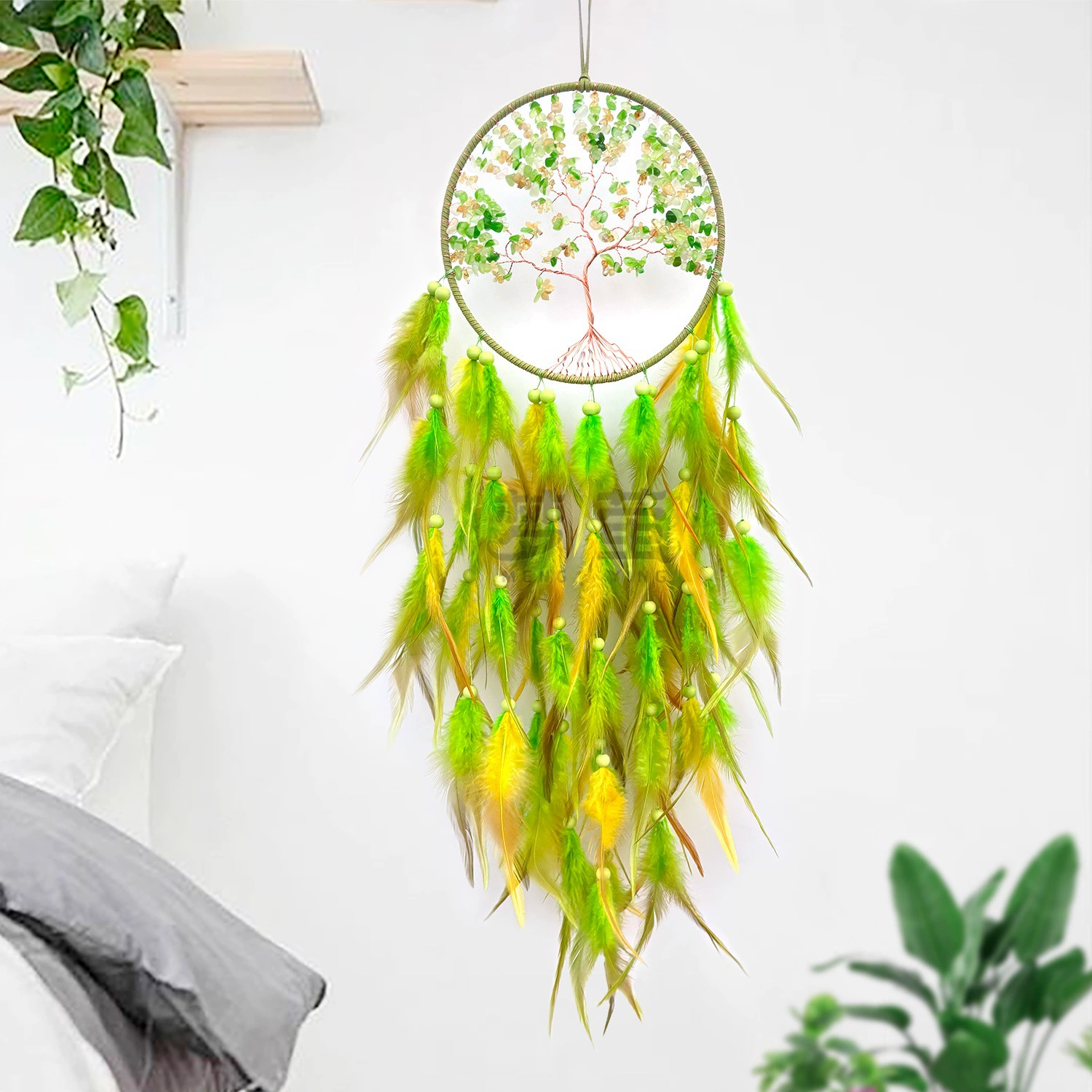 Новый продукт, трансграничный новый продукт, скандинавский стиль, настенное украшение, украшение для дома, комнаты, перо, колокольчик, Древо жизни, Ловец снов