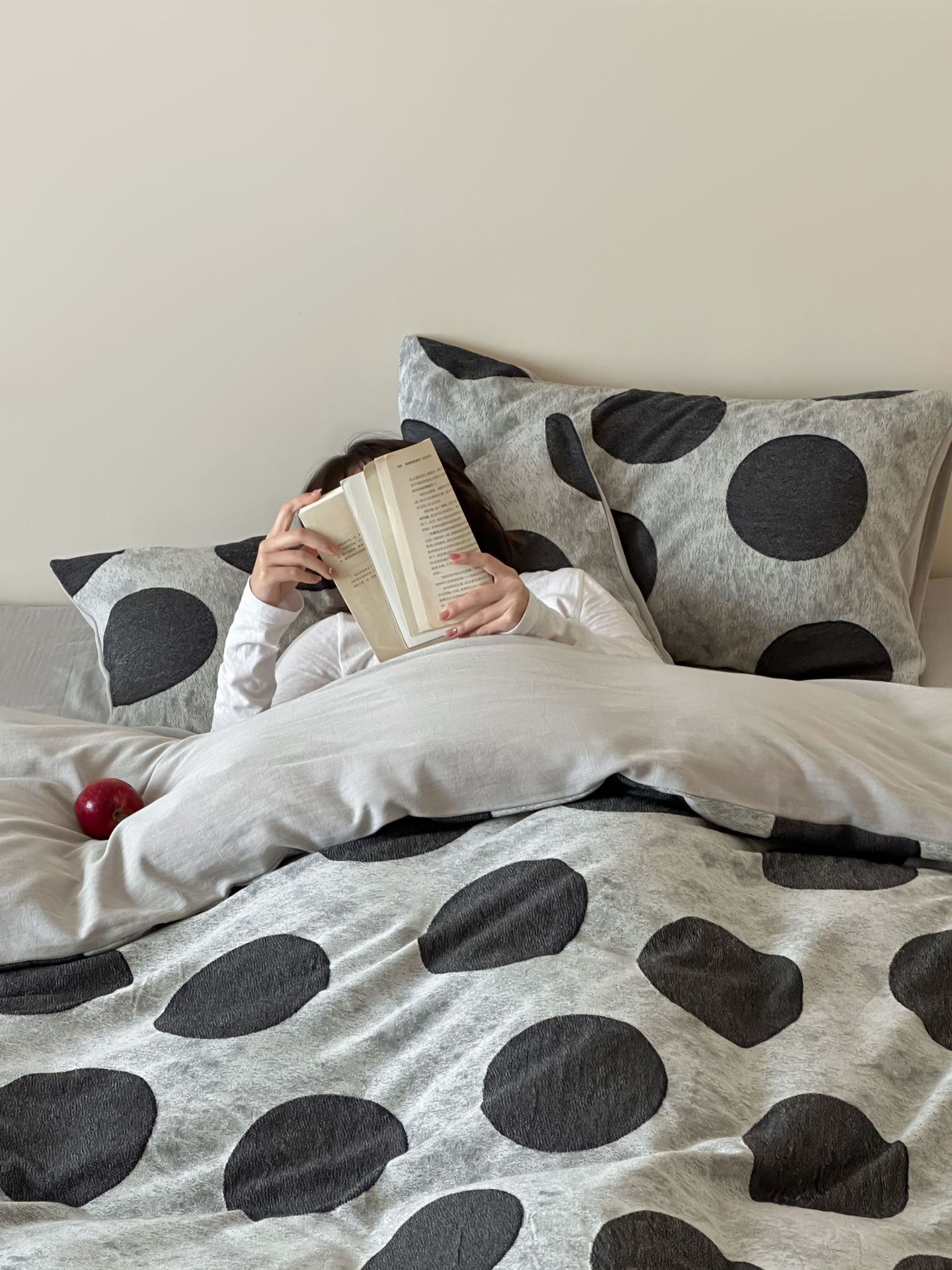 Conjunto de capa de edredão jacquard com bolinhas verde retro_voghion.com