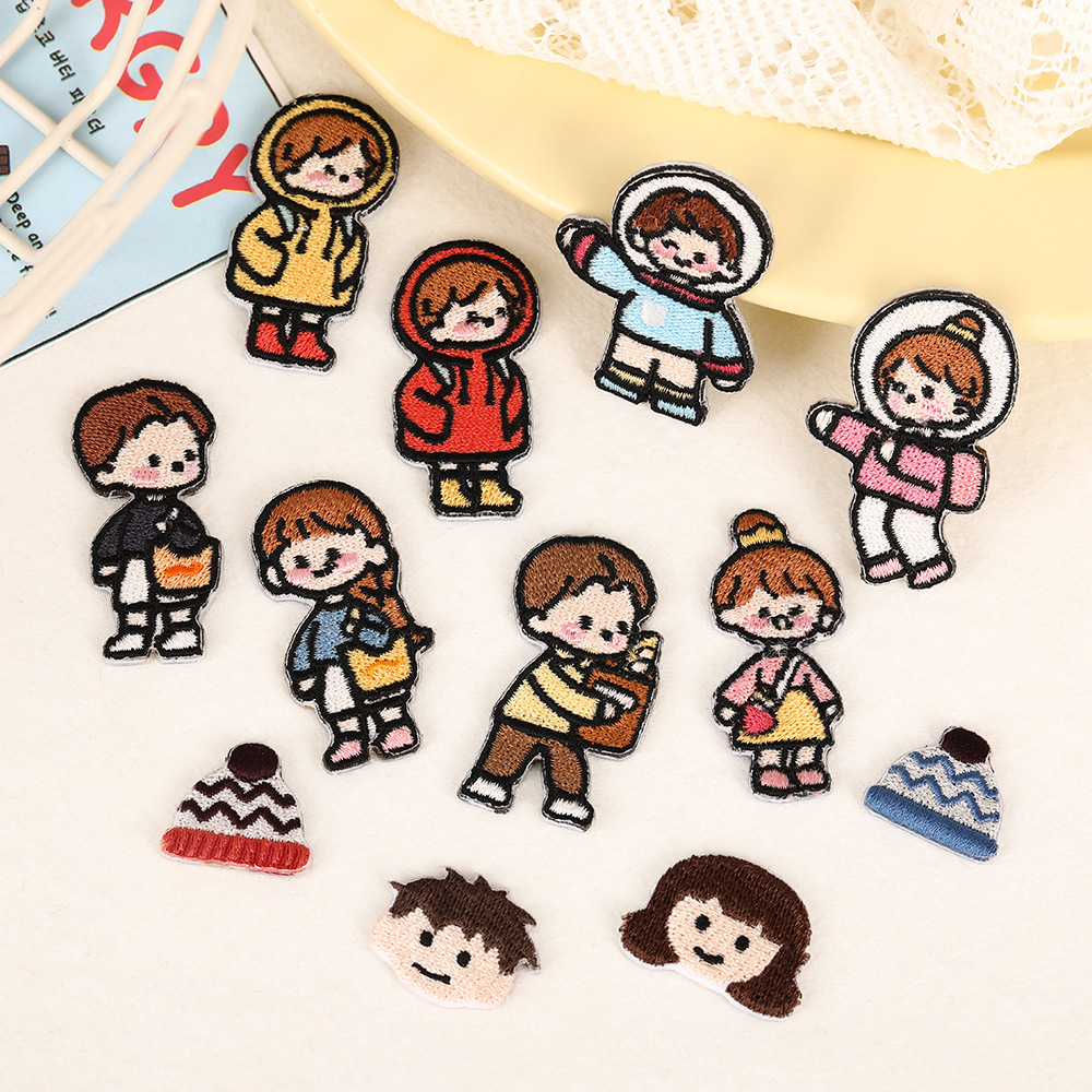 韩版韩式装扮小女孩补丁贴热熔刺绣布贴装饰电脑绣花片热转印男孩