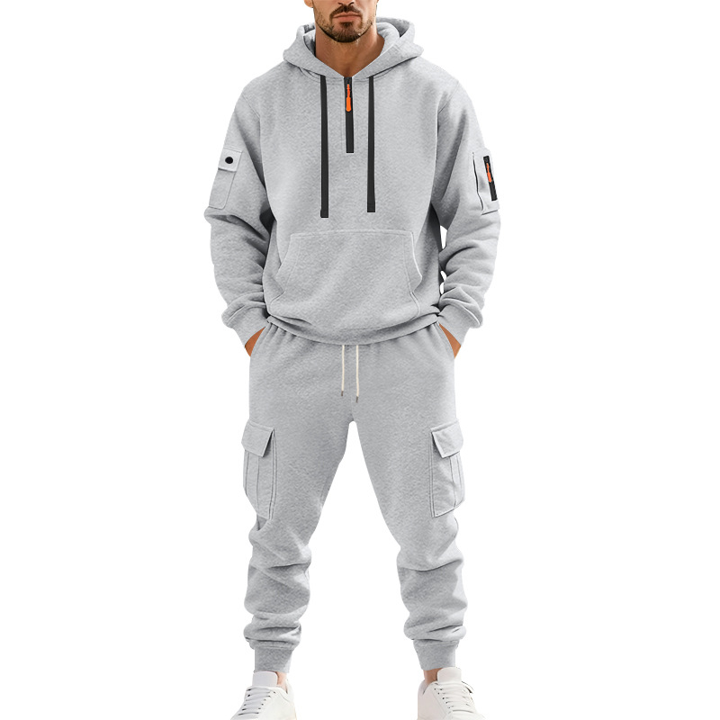 American Autumn And Winter Heavy Loose Men's Tooling Outdoor Commuting Casual Fleece Warm Sweater Tooling Sweatpants Set_viptrois.com