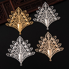 diy jewelry accessories 80x75mm golden large phoenix tail flower piece iron costume bridal headdress phoenix crown material wholesale