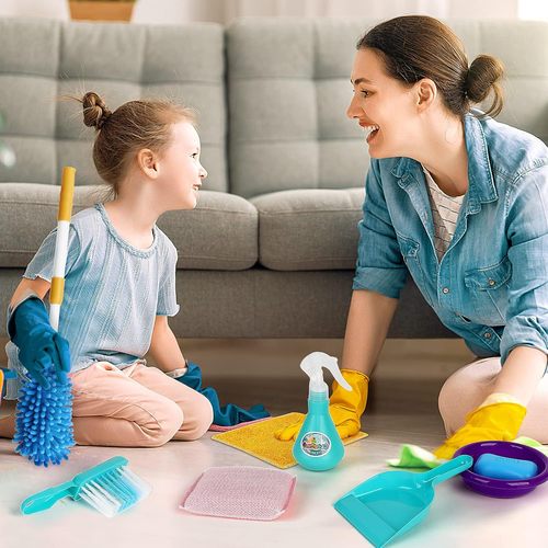 Cross-border Bestselling Dollhouse Cleaning Toy Set Children's Simulation Broom and Mop Tools for Cleaning and Housework