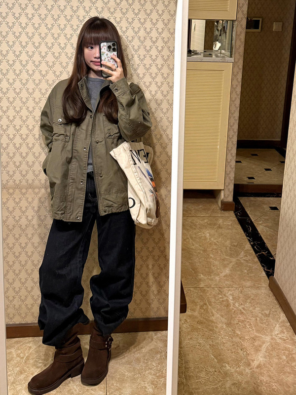 港式复古设计感宽松立领工装外套女春秋高级感百搭休闲夹克上衣潮|undefined