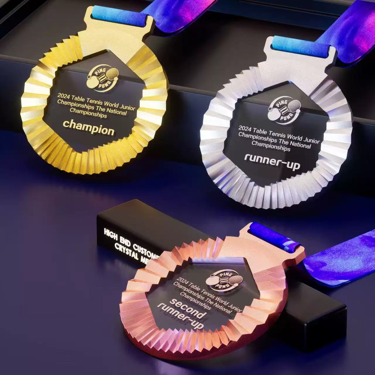 新款金属水晶奖牌制作荣誉儿童学生学校马拉松运动会纪念挂牌刻字