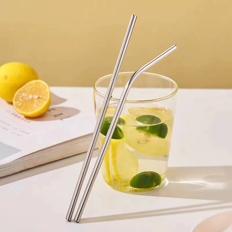 Handheld long straw stainless steel for commercial use, metal milk tea