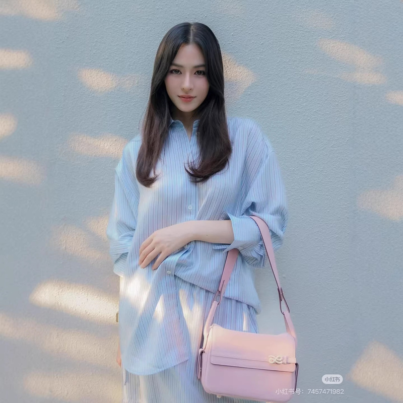 Airy Lantern Sleeve Silk Shirt, Designer Style, Simple Striped, Elegant and Loose-Fitting Printed Shirt for Spring