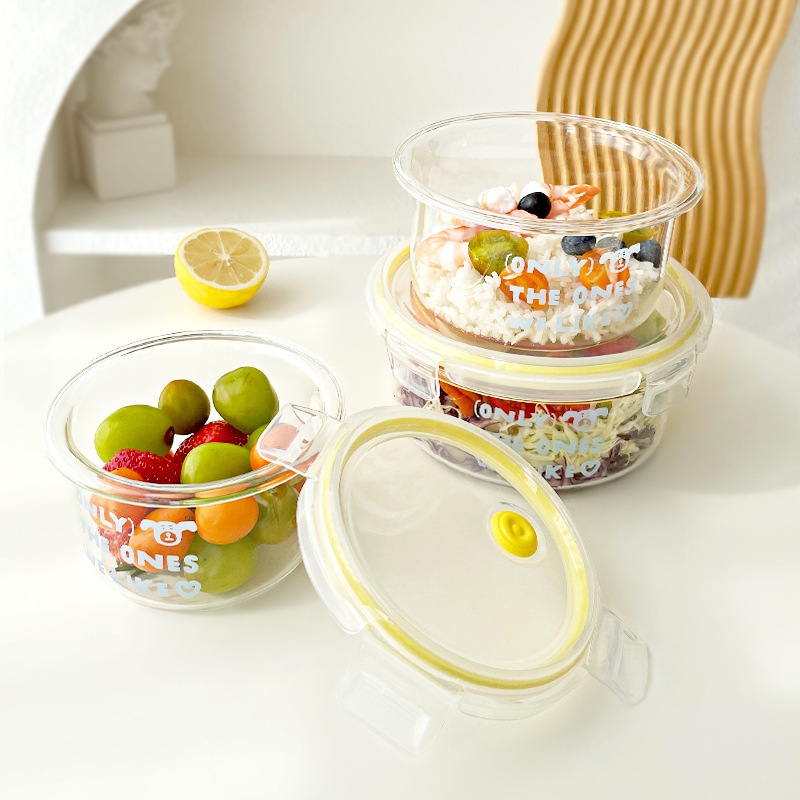 High Borosilicate Glass Crisper Ultra-Light Portable Household Lunch Box Sealed with Rice Soup Bowl Student Office Worker Lunch Box