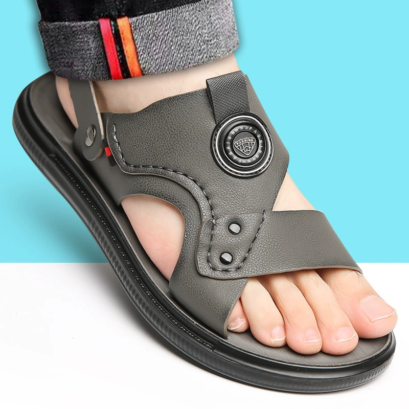 Сандалии мужские 2023 летние новые мужские повседневные Нескользящие пляжные туфли из натуральной кожи на толстой подошве верхняя одежда сандалии двойного назначения для мужчин
