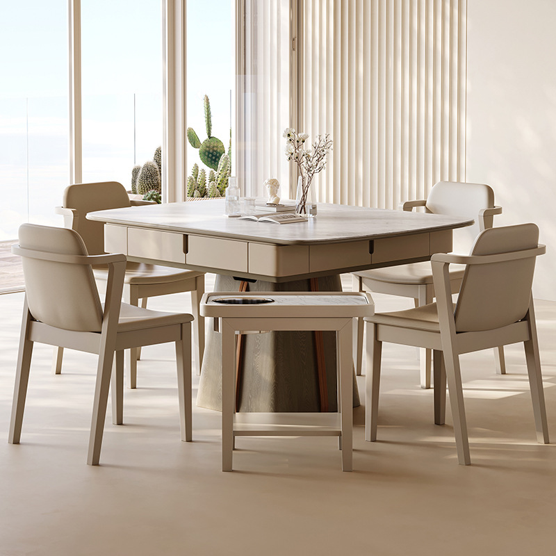 Mesa de comedor de madera maciza mesa de mahjong todo en uno de doble uso, mesa de ajedrez multifuncional para el hogar completamente automática, mesa de comedor combinada de sillas, mesa de comedor